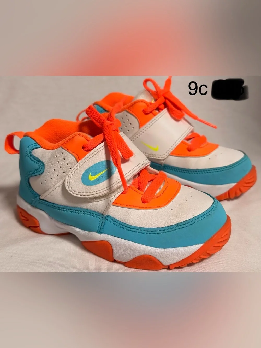 Nike Kids White, Orange & Teal High-Top Sneakers